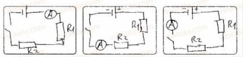 Складіть електричне коло за накресленою вами схемою. Виміряйте силу струму, увімкнувши амперметр спо