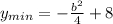 y_{min}=-\frac{b^2}{4} +8