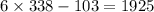 6 \times 338 - 103 = 1925