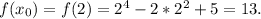 f(x_{0})=f(2)=2^4-2*2^2+5=13.