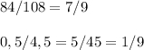 84/108=7/90,5/4,5=5/45=1/9