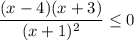 \dfrac{(x-4)(x+3)}{(x+1) ^{2} } \leq 0