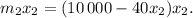 {m_2}{x_2} = (10\,000 - 40{x_2}){x_2}.