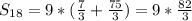 S_{18}=9*(\frac{7}{3}+\frac{75}{3})=9*\frac{82}{3}