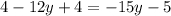 4-12y+4=-15y-5