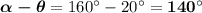 \boldsymbol{\alpha -\theta }=160^\circ -20^\circ =\bf 140^\circ