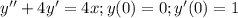 y'' + 4y' = 4x; y(0) = 0; y'(0) = 1