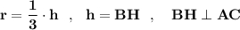 \bf r=\dfrac{1}{3}\cdot h\ \ ,\ \ h=BH\ \ ,\ \ \ BH\perp AC