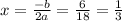 x=\frac{-b}{2a} =\frac{6}{18} =\frac{1}{3}