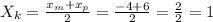 X_{k} = \frac{x_{m}+x_{p} }{2} = \frac{-4+6}{2} = \frac{2}{2} =1