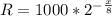 R=1000*2^-^\frac{x}{8}